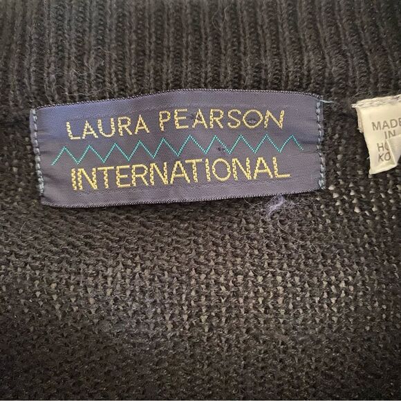 Vintage 90s Laura Pearson International Zig Zag Sweater Black - Picture 5 of 7